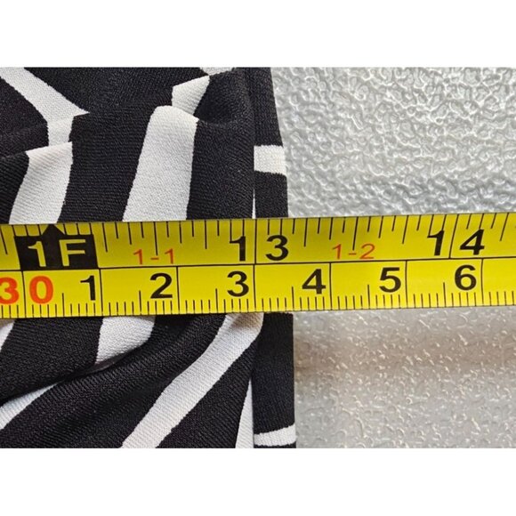 Josie Natori Womens Small Black White Abstract 3/4 Sleeve Dress - Picture 7 of 11